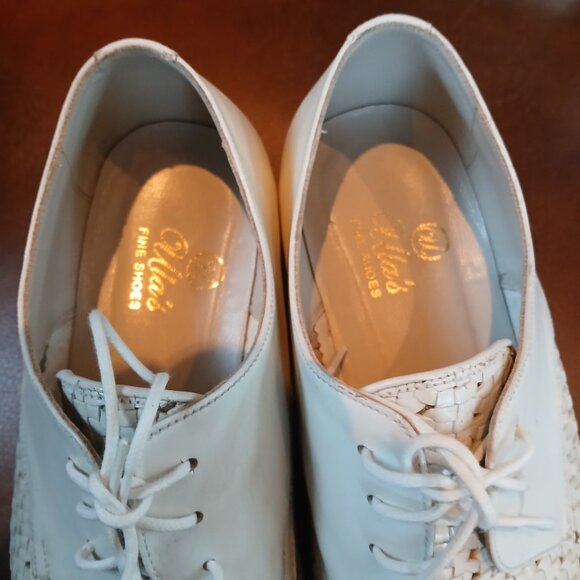 Panama styled casual mens white leather shoes. - Picture 3 of 6